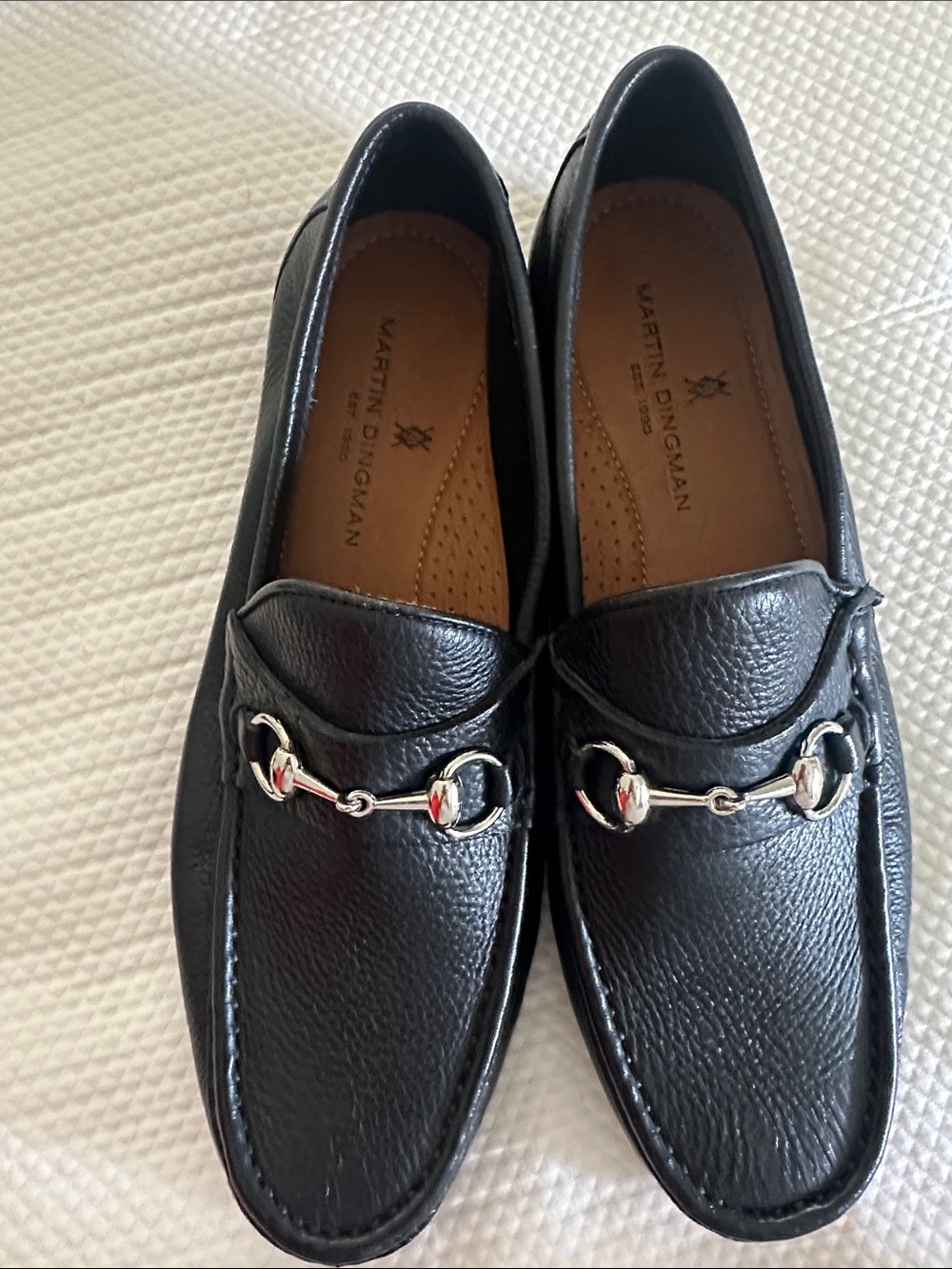 Martin Dingman Black Pebbled Leather Bit Loafers